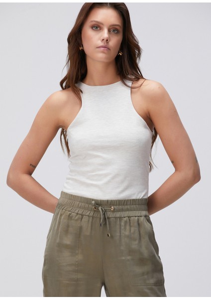 Bej Melanj Bodysuit T-Shirt