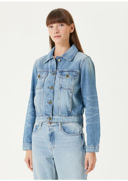 Shrunken Trucker Mavi Denim Ceket