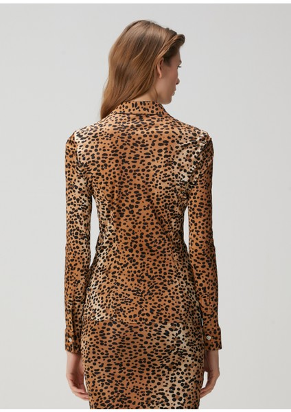 Fitted Leopar Desenli Gömlek