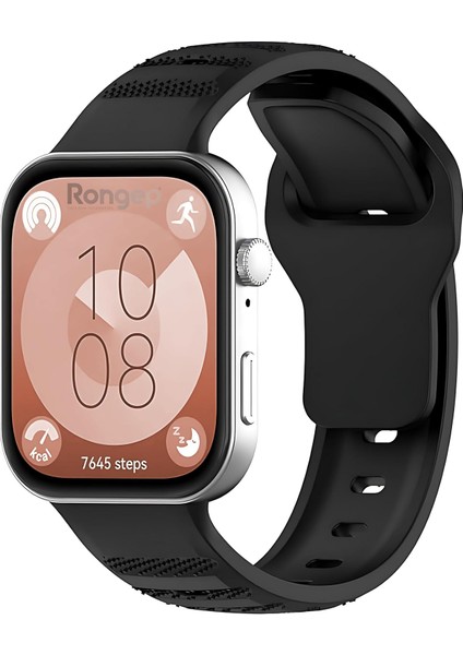 Huawei Watch Fit 3 Ile Uyumlu Rugged Silikon Kordon Premium Kalitede Rahat ve Yumuşak Bileği Rahatsız Etmeyen Deformasyona Dayanıklı Bilek Ölçüsüne Göre Ayarlanabilen Spor Kayış
