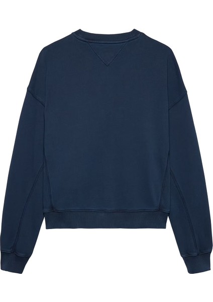 Kadın Bxy Varsity Overdye Bisiklet Yaka Sweatshirt - Lacivert modelleri