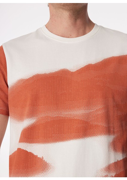 Kırık Beyaz Erkek Bisiklet Yaka Relaxed Batik T-Shirt F4SM-TST 0206 fırsatları