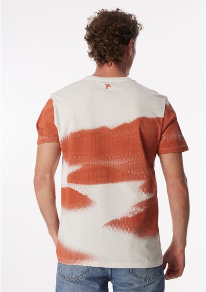 Kırık Beyaz Erkek Bisiklet Yaka Relaxed Batik T-Shirt F4SM-TST 0206 indirimleri