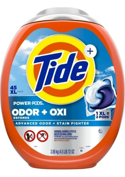 Power Pods Odor + Oxı Defense Advanced Odor + Staın Fıghter 45 Xl Pacs Çamaşır Deterjanı 2,06 kg