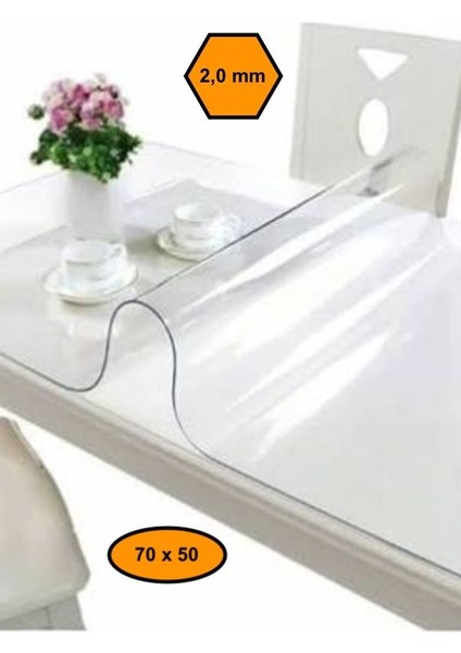 2 mm Pvc Masa Örtüsü, Şeffaf Masa Kaplaması, 70X50