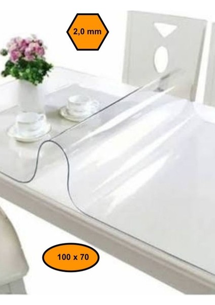 2,0 mm Pvc Masa Örtüsü, Şeffaf Masa Kaplaması, 100X70