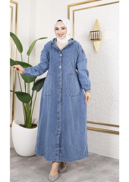 Kadın Düğmeli Cepli Kot Kap