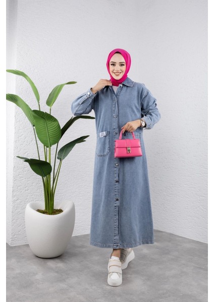 Kadın Düğmeli Uzun Kot Kap modelleri