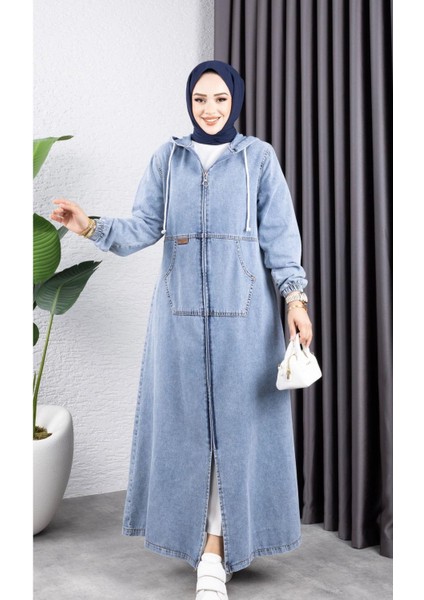 Kadın Fermuarlı Cepli Kar Yıkamalı Kot Kap