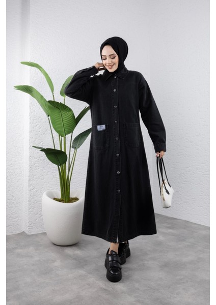 Kadın Düğmeli Uzun Kot Kap modelleri