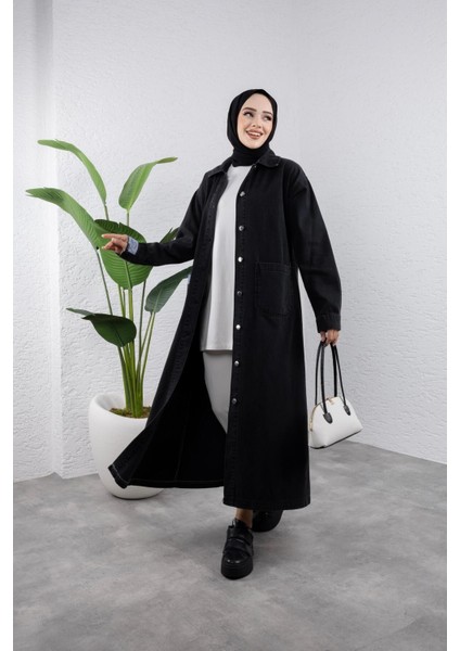 Kadın Düğmeli Uzun Kot Kap indirimleri