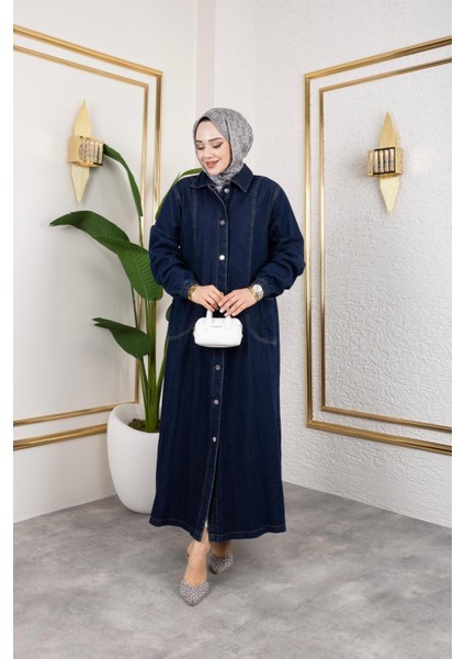 Kadın Düğmeli Cepli Kar Yıkamalı Denim Kot Kap fırsatları