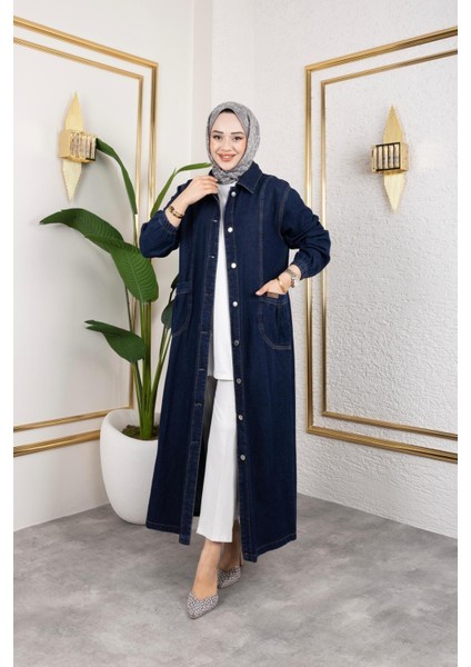 Kadın Düğmeli Cepli Kar Yıkamalı Denim Kot Kap indirimleri