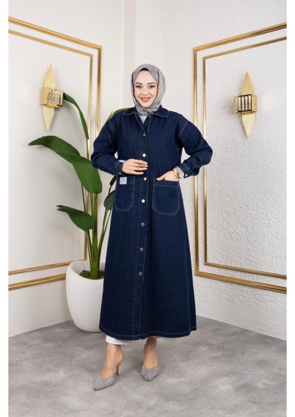 Kadın Düğmeli Uzun Kot Kap modelleri