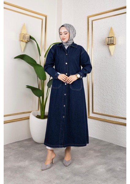 Kadın Düğmeli Uzun Kot Kap indirimleri