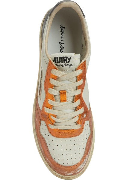 Turuncu Beyaz Erkek Deri Sneaker