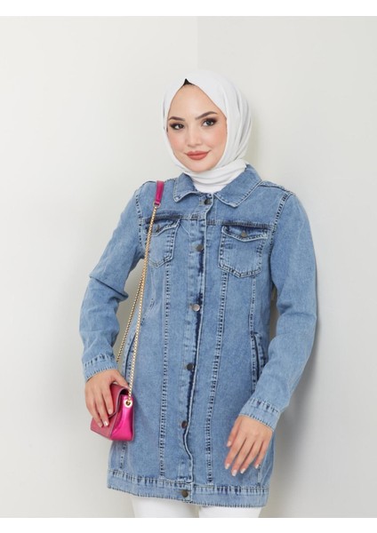 Kadın Düğmeli Kot Ceket modelleri