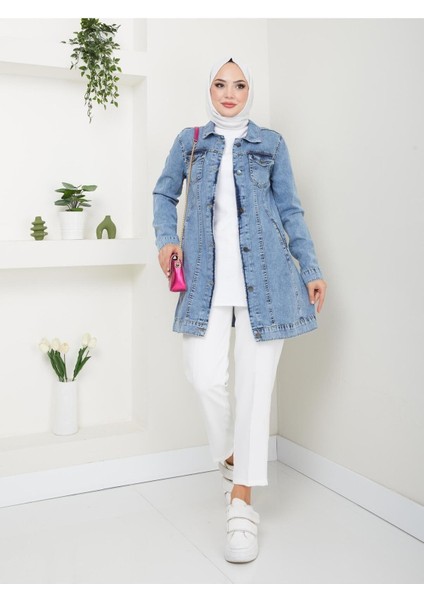 Kadın Düğmeli Kot Ceket indirimleri