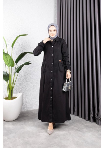 Kadın Düğmeli Torba Cepli Gabardin Kap