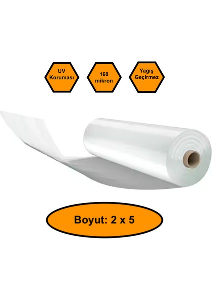 160 Micron Naylon Örtü, Şeffaf Su Geçirmez Naylon, 2x5 Metre