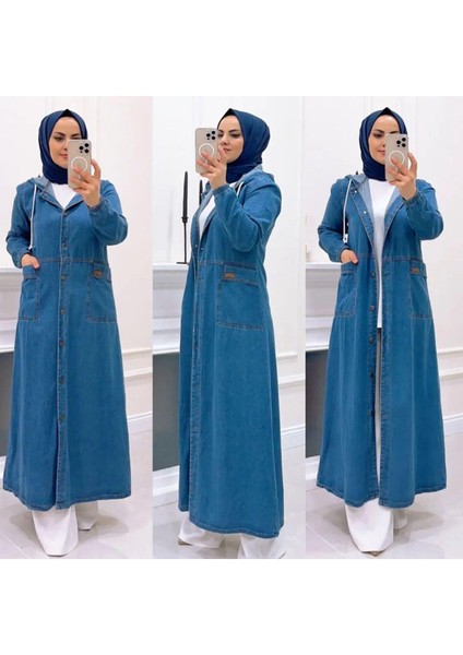 Kadın Düğmeli Kot Kap