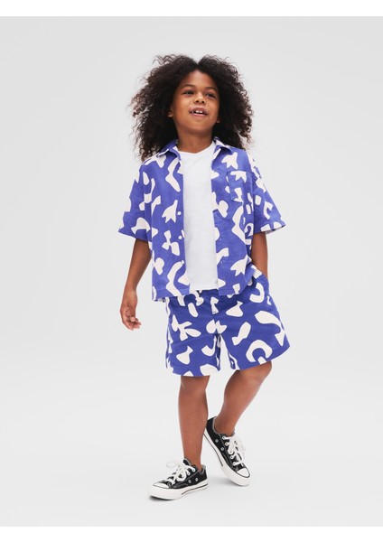 Erkek Çocuk Koyu Mavi Keten Karışımlı Relaxed Şort fırsatları