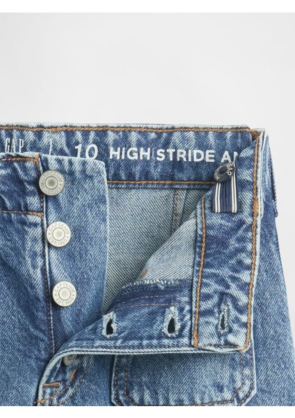 Kız Çocuk Mavi High Rise Stride Wide-Leg Ankle Jean Pantolon