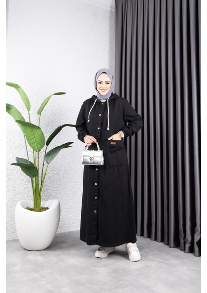 Kadın Düğmeli Kapüşonlu Cep Püsküllü Kop Kap modelleri