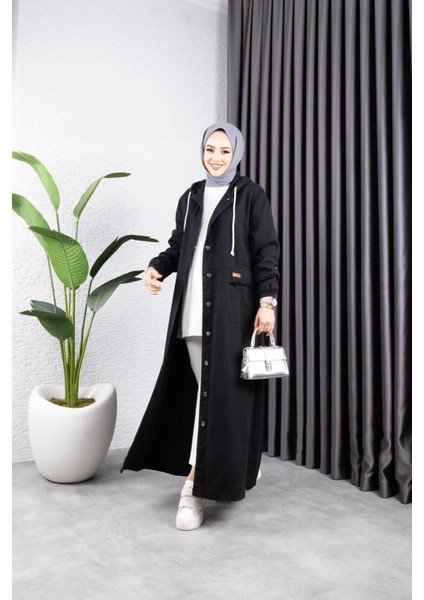 Kadın Düğmeli Kapüşonlu Cep Püsküllü Kop Kap indirimleri