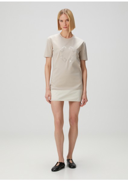 Monogram 72 Bej Payetli T-Shirt