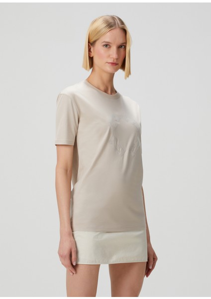 Monogram 72 Bej Payetli T-Shirt