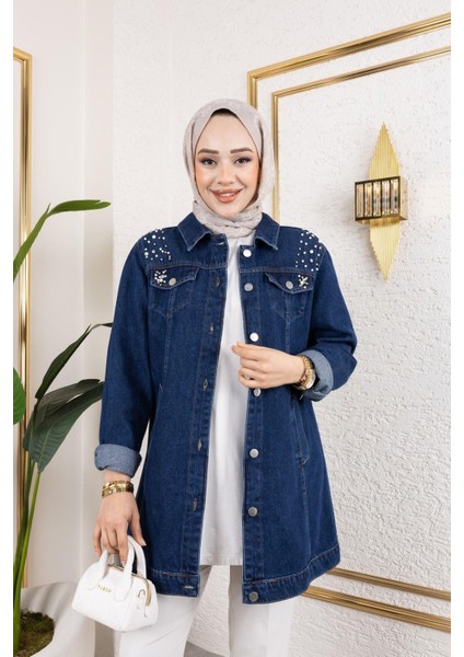Kadın Boncuk Işlemeli Denim Kot Ceket fiyatları