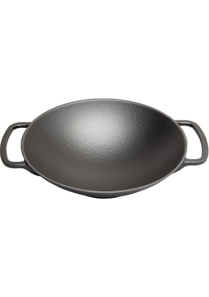 Döküm 28 cm Yuvarlak Wok Tava Mat Siyah