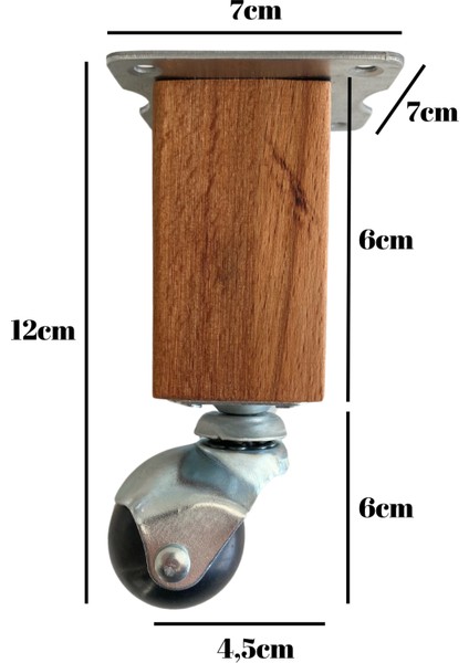 Kale Ahşap Top Tekerli Ayak Mobilya Masa Dolap Tekerli AYAĞI(FRENSİZ)(12CM - 15CM)(KAYIN Ağacı) indirimleri