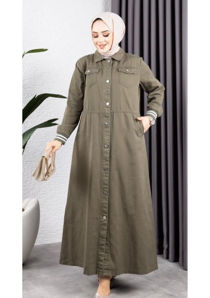 Kadın Düğmeli Pamuk Gabardin Kap