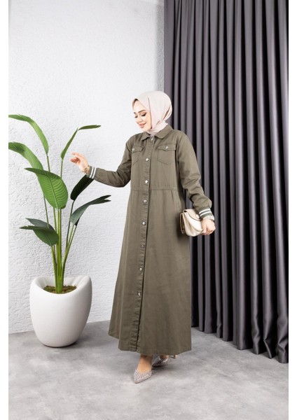 Kadın Düğmeli Pamuk Gabardin Kap fırsatları