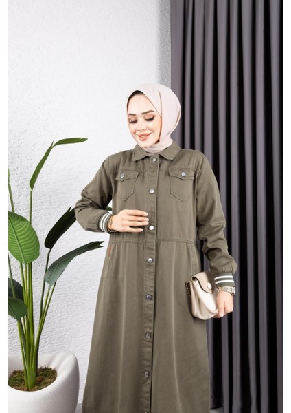 Kadın Düğmeli Pamuk Gabardin Kap indirimleri