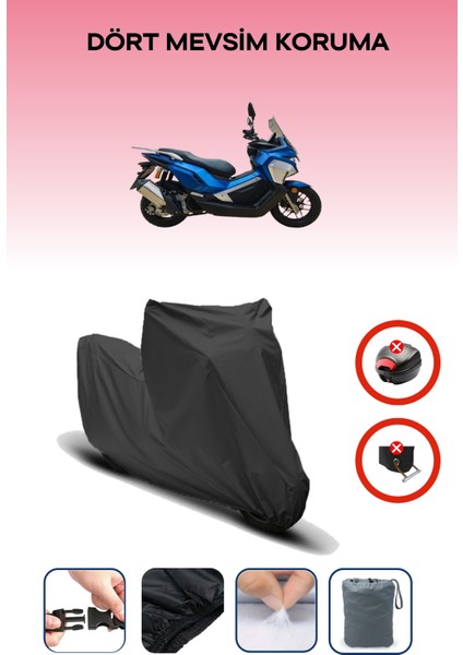 Siyah Arka Çanta ve Kilit Uyumsuz Revolt Rsx7 Motor Brandası Koruma Örtüsü