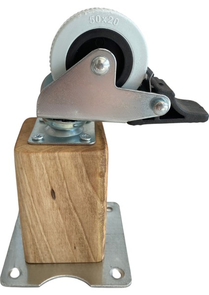 Kale Ahşap Tekerli Ayak Mobilya Masa Dolap Tekerli AYAĞI(FRENLİ)(12CM - 15CM)(CEVİZ Ağacı) modelleri