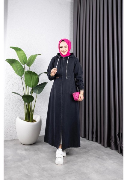 Kadın Fermuarlı Cepli Kar Yıkamalı Kot Kap