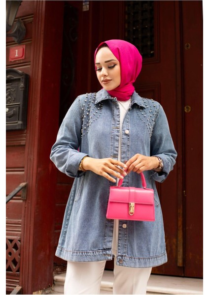 Kadın Kristal Taş Detaylı Denim Kot Ceket fiyatları