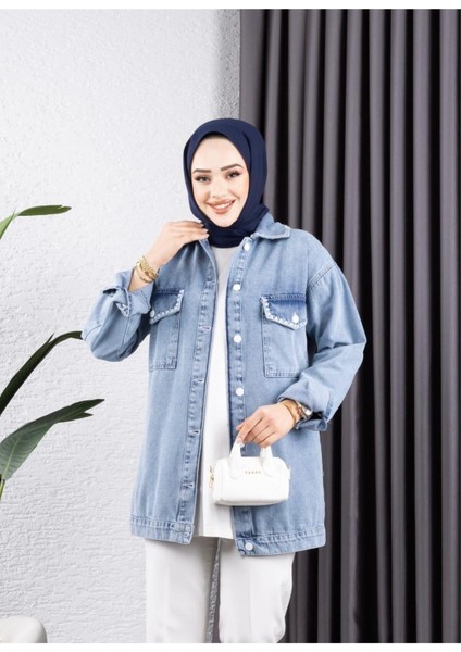 Kadın Cep Detaylı Denim Kot Ceket fiyatları