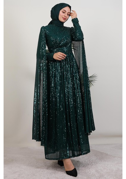 Pul Payet Pelerinli Abiye Zümrüt fiyatları