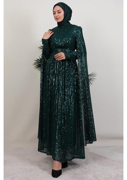 Pul Payet Pelerinli Abiye Zümrüt fırsatları