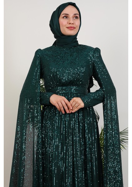 Pul Payet Pelerinli Abiye Zümrüt indirimleri