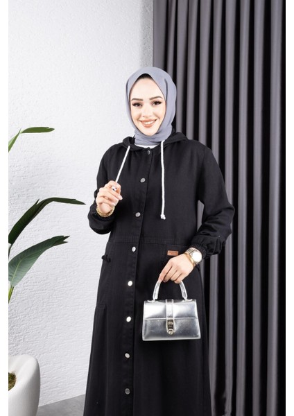 Kadın Düğmeli Kapüşonlu Cep Püsküllü Kop Kap fiyatları