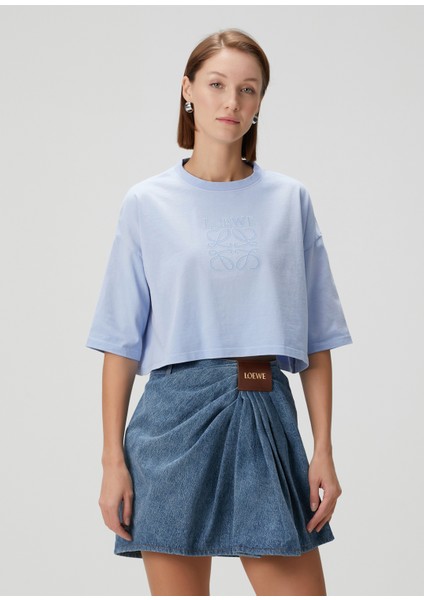Mavi Logolu Crop T-Shirt modelleri