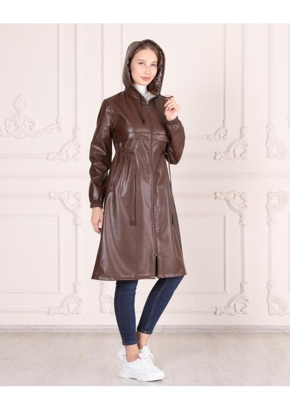Kadın Kapüşonlu Deri Kap modelleri