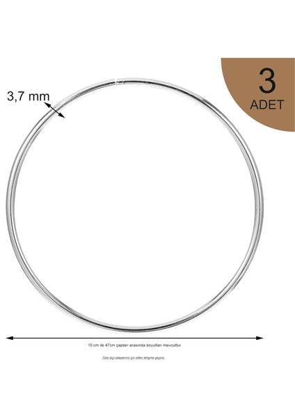 Hobby Craft 3lü 30CM Metal Halka, 4 Mm, Makrome, Dıy Dekorasyon, Duvar Süsü Çemberi