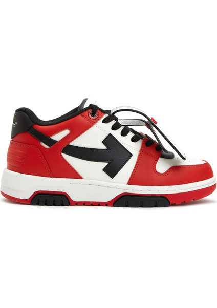 Kırmızı Beyaz Logolu Erkek Deri Sneaker